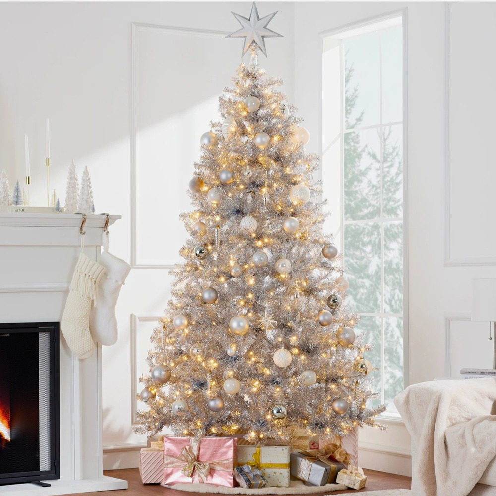Best Choice Products 6ft Silver Pre-Lit Tinsel Christmas Tree SKY5352 Untested